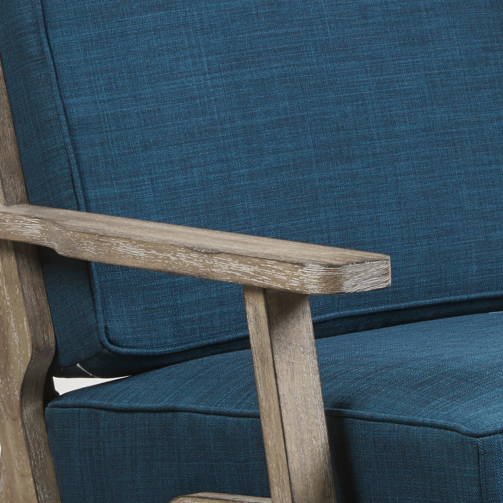 INK+IVY Malibu Reclaimed Wood Farmhouse Accent Chair, Navy Blue
