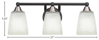 Paramount 3-Light Bath Bar, Matte Black & Brushed Nickel, 4.5" White Muslin