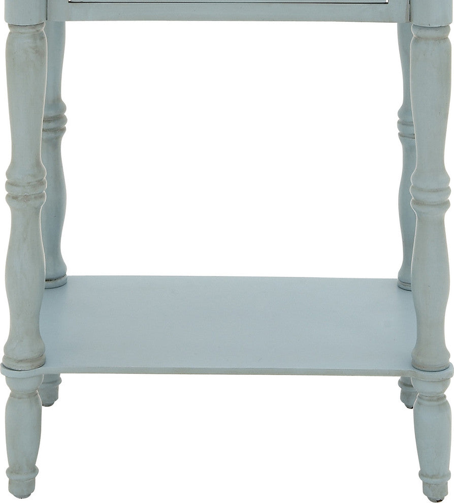 Urban Designs Laurie 31" Weathered Wooden Nightstand With Drawer, Baby Blue