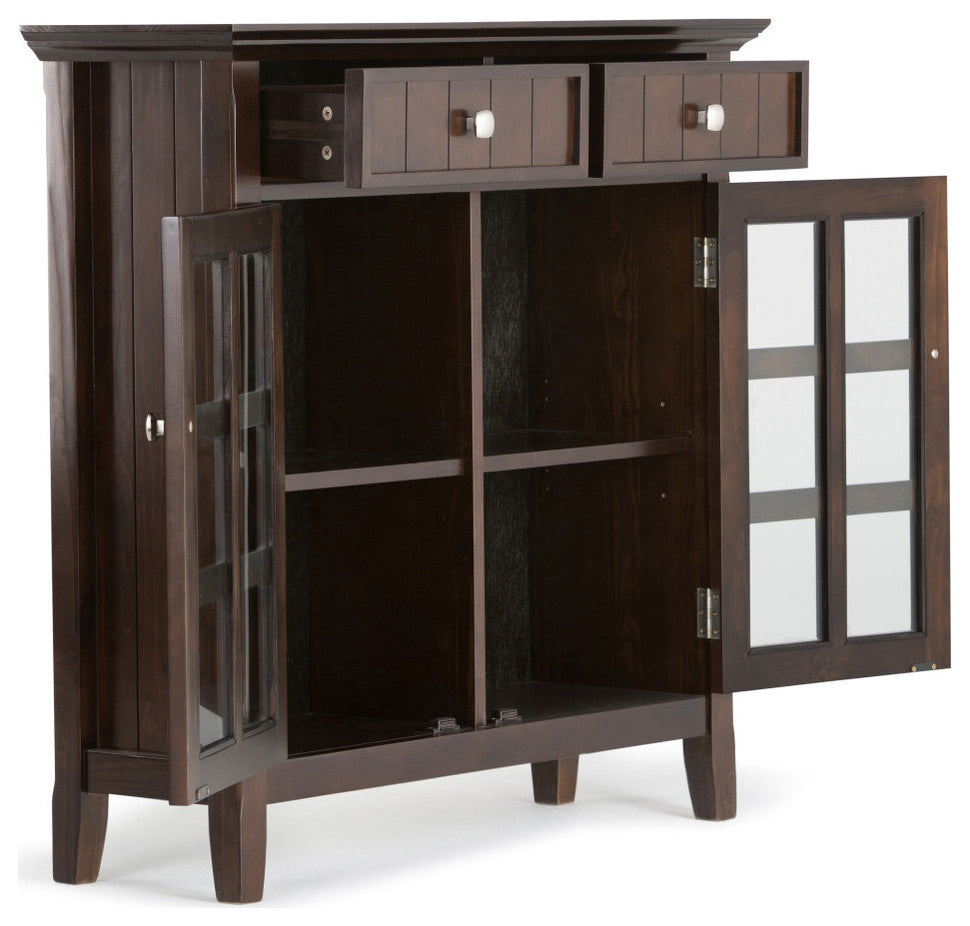 Acadian SOLID WOOD Wide Entryway Storage Cabinet, Brunette Brown