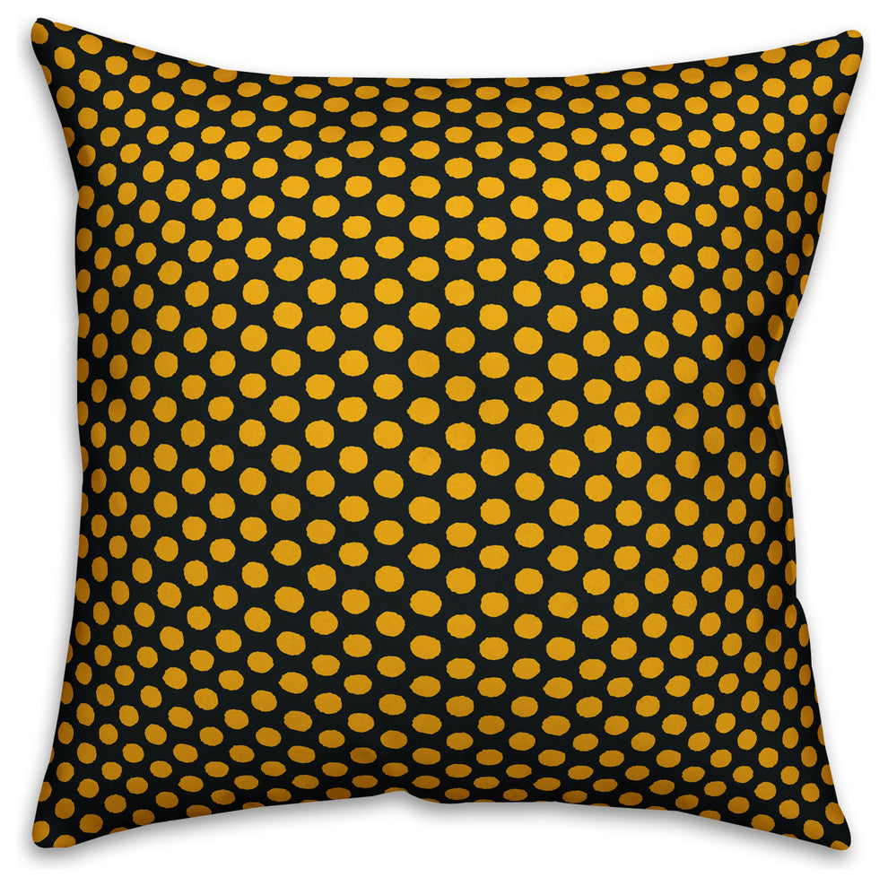 Yellow Pollka Dots Throw Pillow, 18"x18"