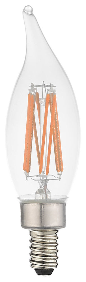 CA10 Flame Tip Filament LED Bulbs, Set of 10