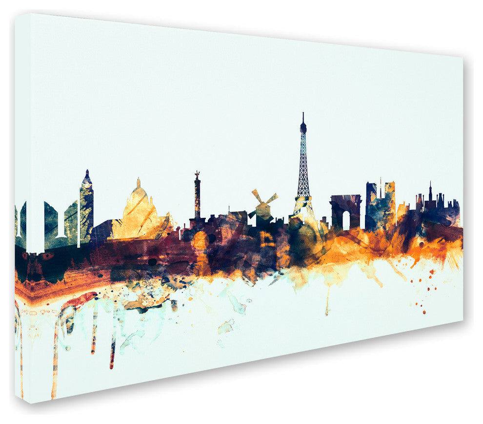 Michael Tompsett ''Paris France Skyline Blue'' Canvas Art, 22x32