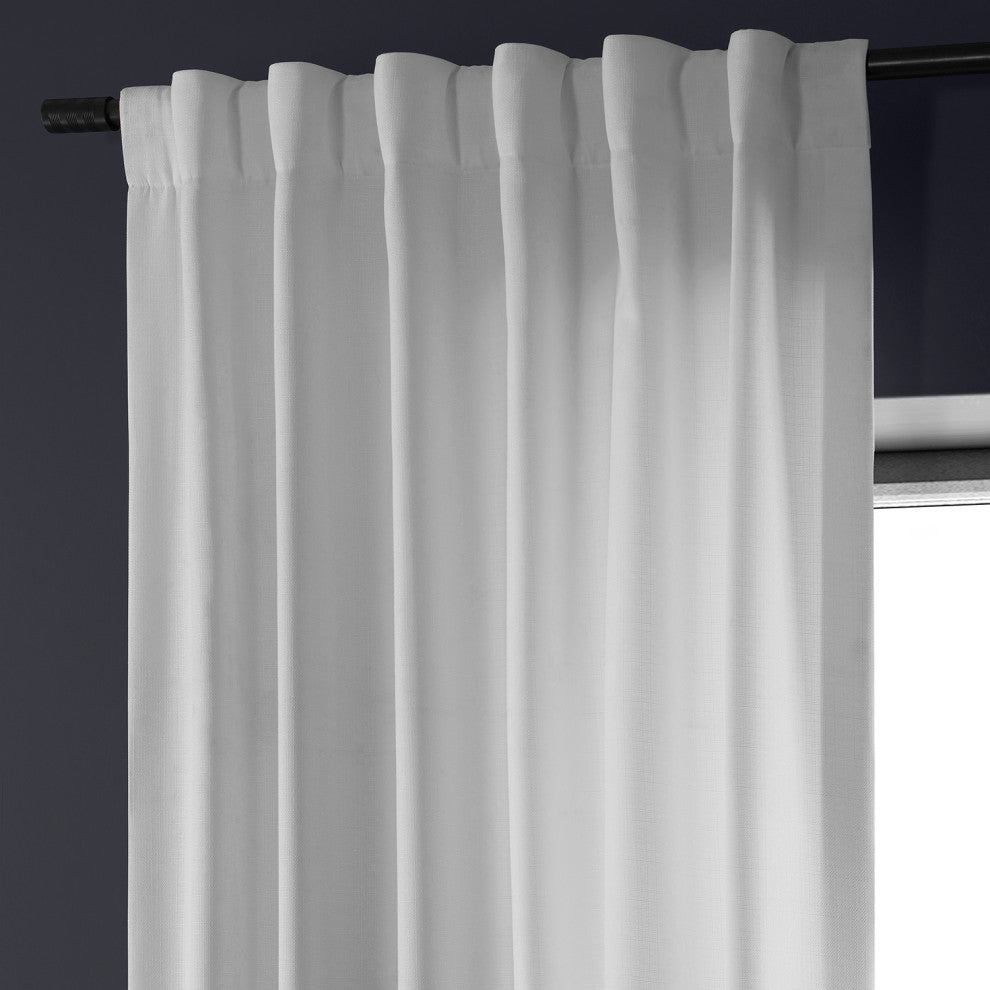 Italian Faux Linen Curtain Single Panel, Dove White, 50"x96"