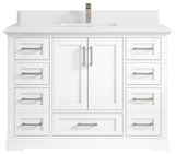 Boston 48 Single Sink Bath Vanity in White 1.5" White Quartz