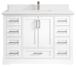 Boston 48 Single Sink Bath Vanity in White 1.5" White Quartz