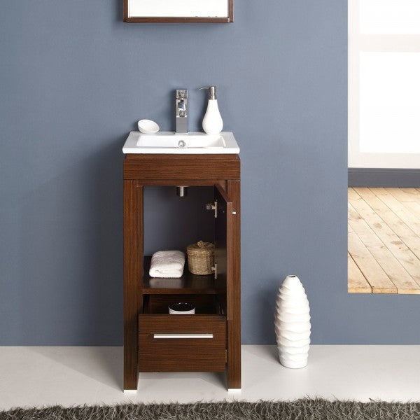 Fresca Allier 16" Wenge Brown Modern Bathroom Vanity With Mirror