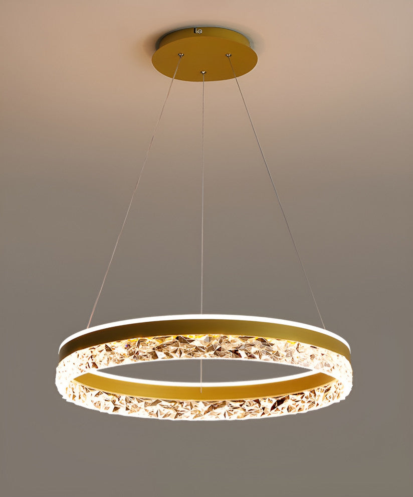 Chatel-Saint-Denis | Crystal Chandelier in the Shape of Ring, Gold, Cool Light