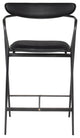 Leather Counter Stool Black Steel Oak Wood Modern Stool, Raven