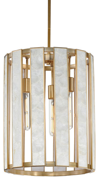 Maxim 12802 Miramar 3 Light 15"W Pendant - Capiz / Natural Aged Brass
