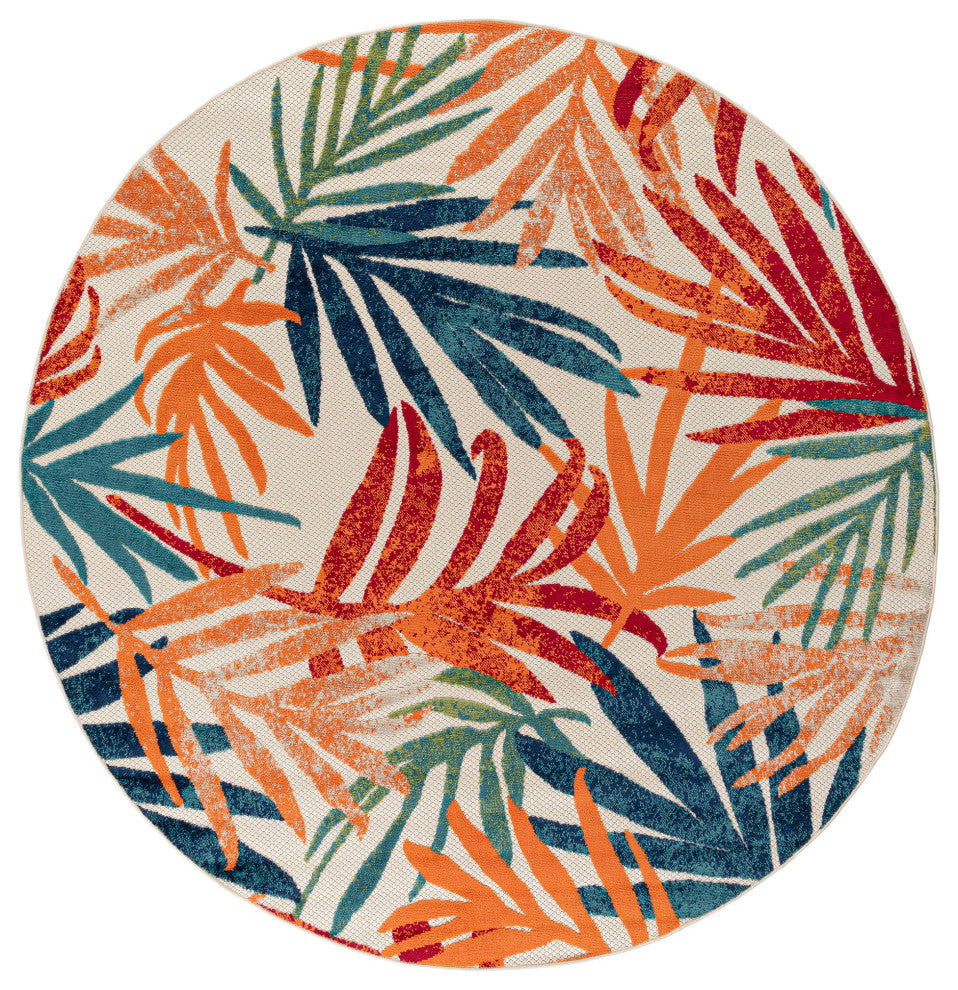Oaks Modern Floral Area Rug, Multi-Color, 7'11" Round