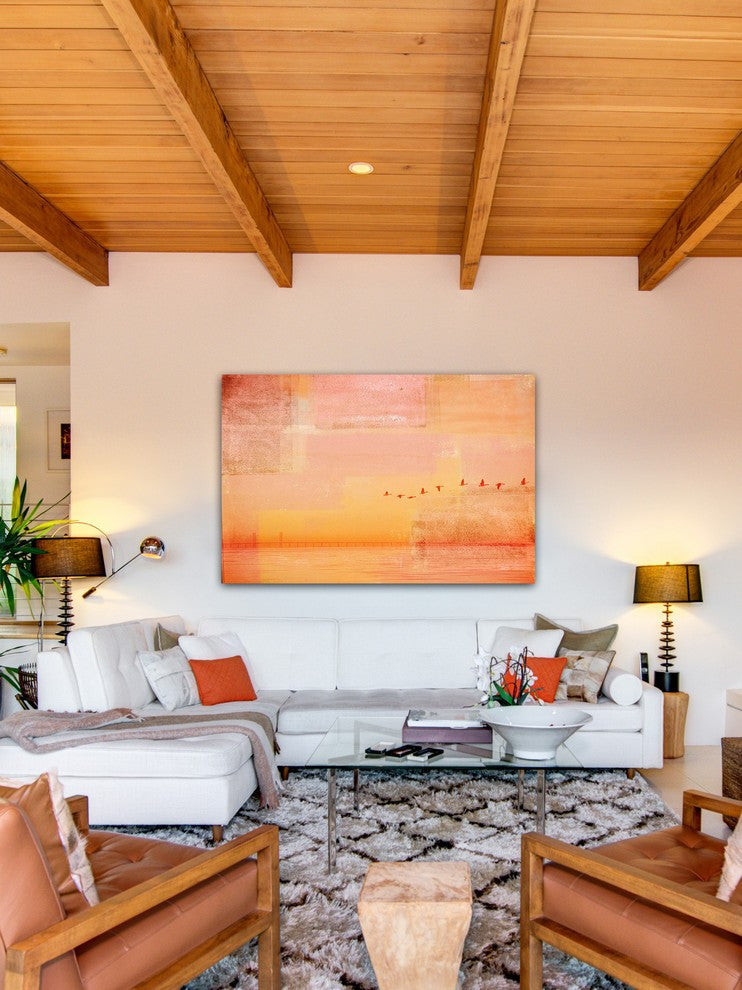 "Traveling Birds" Painting Print on Wrapped Canvas, 36"x24"