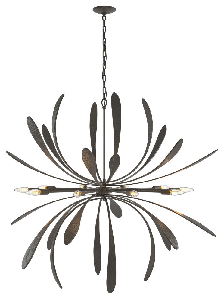 Dahlia Large Chandelier, Dark Smoke Finish