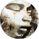 Brown Illustrated Girl, Portrait Painting Disc Metal Artwork, 23"