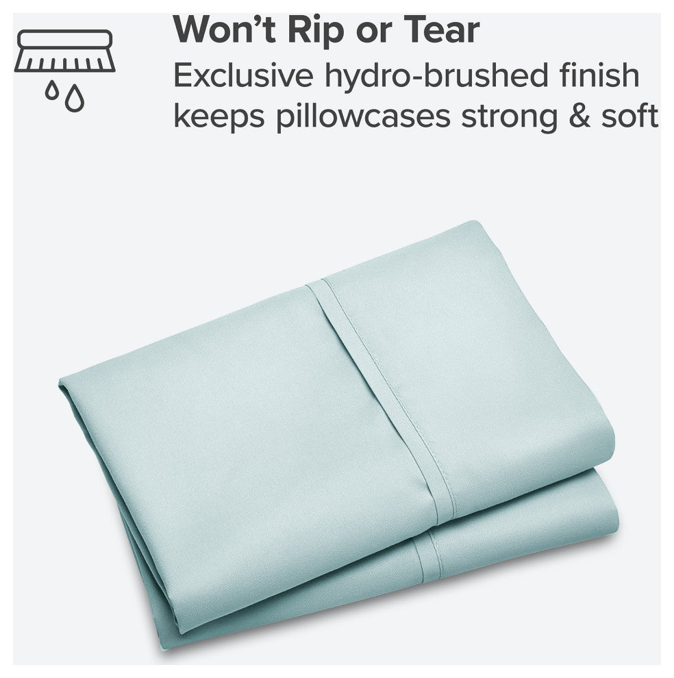 Bare Home Microfiber Pillowcases - Set of 2, Light Blue, King
