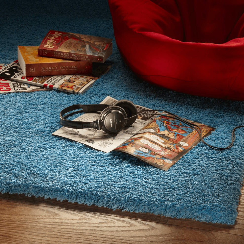 3' X 5' Highlighter Blue Plain Area Rug