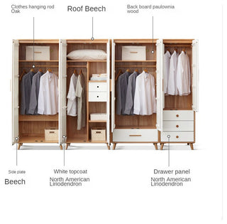 Beech solid wood wardrobe combination, Wardrobe Combination Ad 55.1x22x74.8inch