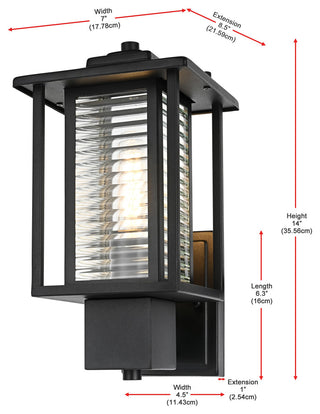 Home Living 7" Outdoor Wall Sconce, Black