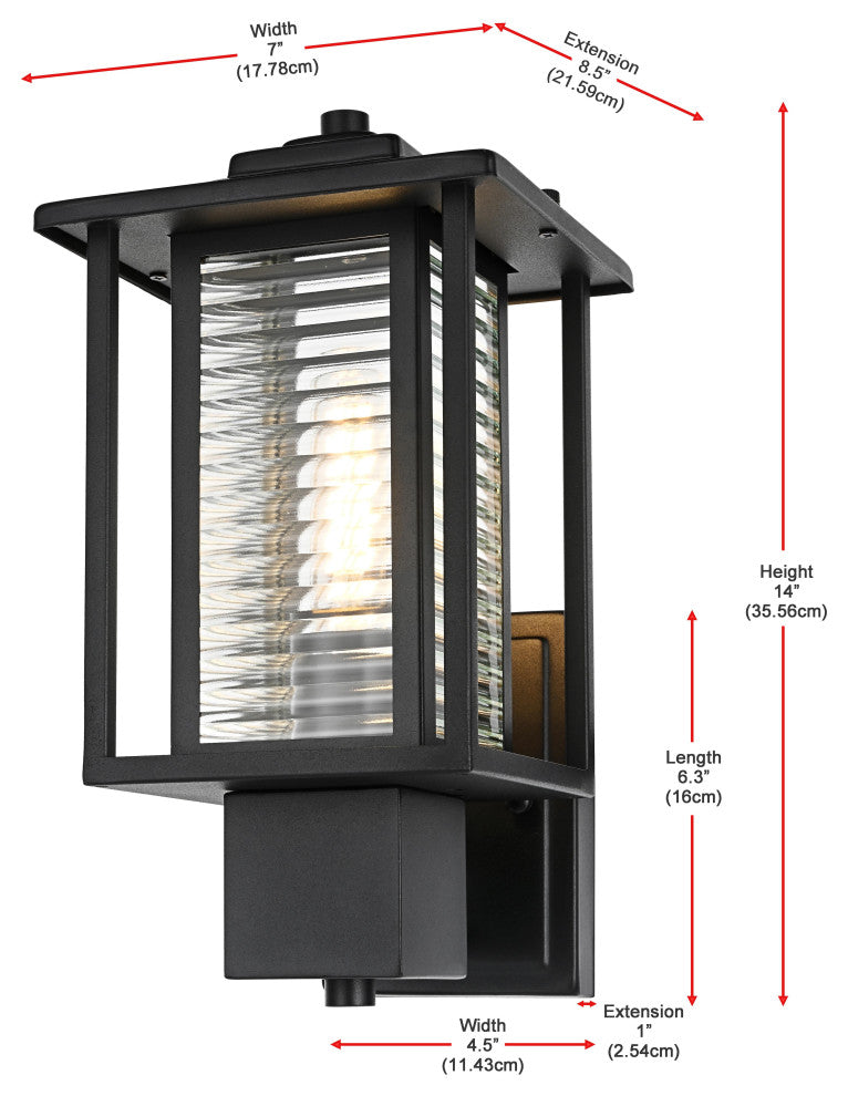 Home Living 7" Outdoor Wall Sconce, Black