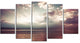 Dark Sunset with Dramatic Sky, Large Seashore Canvas Print, 60"x32", 5 Panels