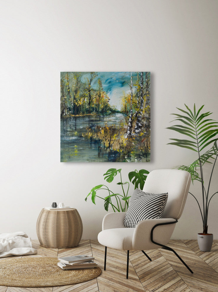 "Listening to the River" Painting Print on Wrapped Canvas, 18x18