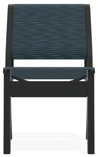 Leeward Sling Stackable Outdoor Dining Chair, Nimbus Ocean/Graphite