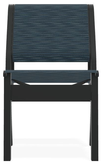 Leeward Sling Stackable Outdoor Dining Chair, Nimbus Ocean/Graphite