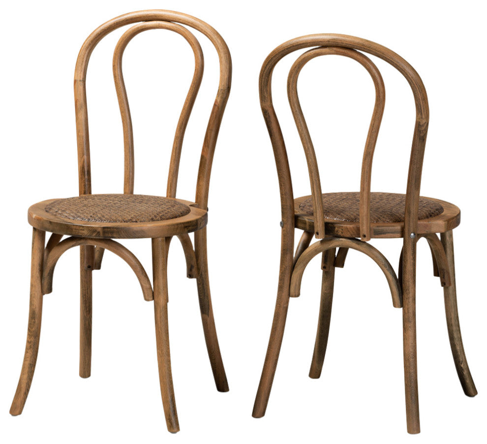 Tilda Mid-Century 2-Piece Dining Chairs, Walnut Brown