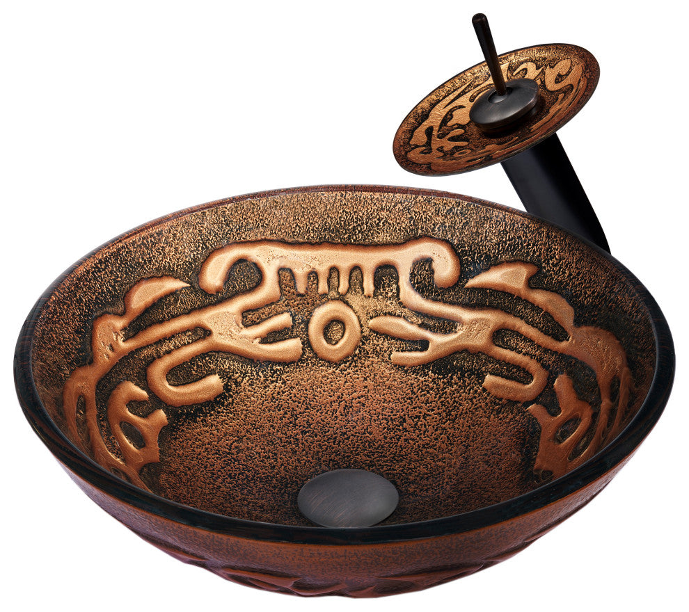 Mosaico Glass Vessel Sink Set, Oil Rubbed Bronze