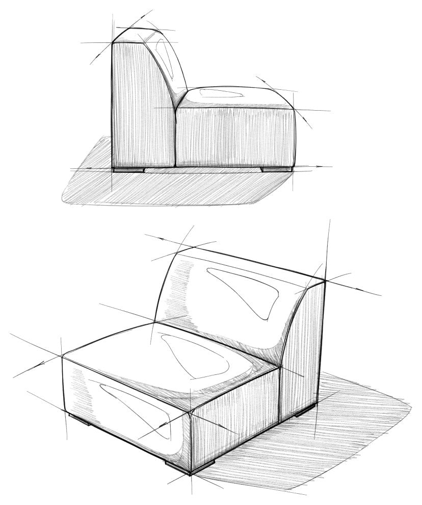 Rex Center Armless Sofa Module in Genuine Leather