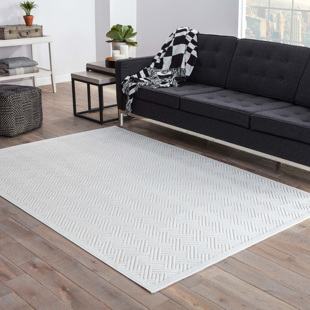 Jaipur Living Thatch Geometric White Area Rug, 7'6"x9'6"