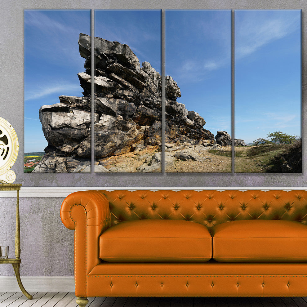 Devils Wall at Weddersleben, Landscape Canvas Art Print, 48"x28", 4 Panels