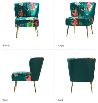 Accent Side Chair With Tufted Back, Blue