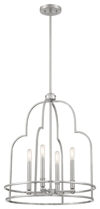 Diplomat 4-Light Pendant, Matte Black, Satin Nickel