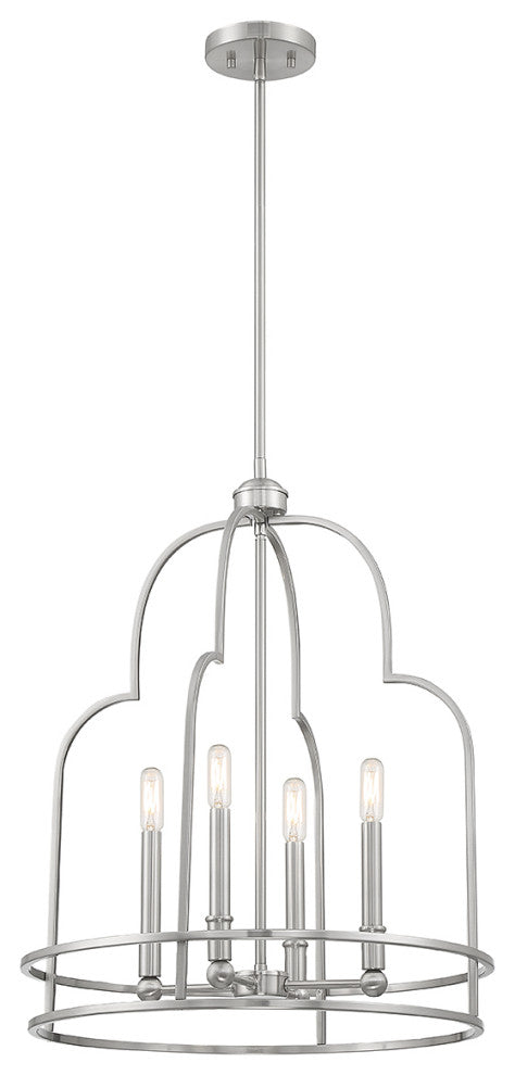 Diplomat 4-Light Pendant, Matte Black, Satin Nickel