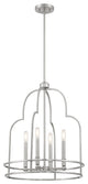 Diplomat 4-Light Pendant, Matte Black, Satin Nickel
