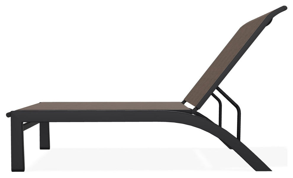 Kendall Sling Stackable Outdoor Chaise Lounge, Mocha/Black