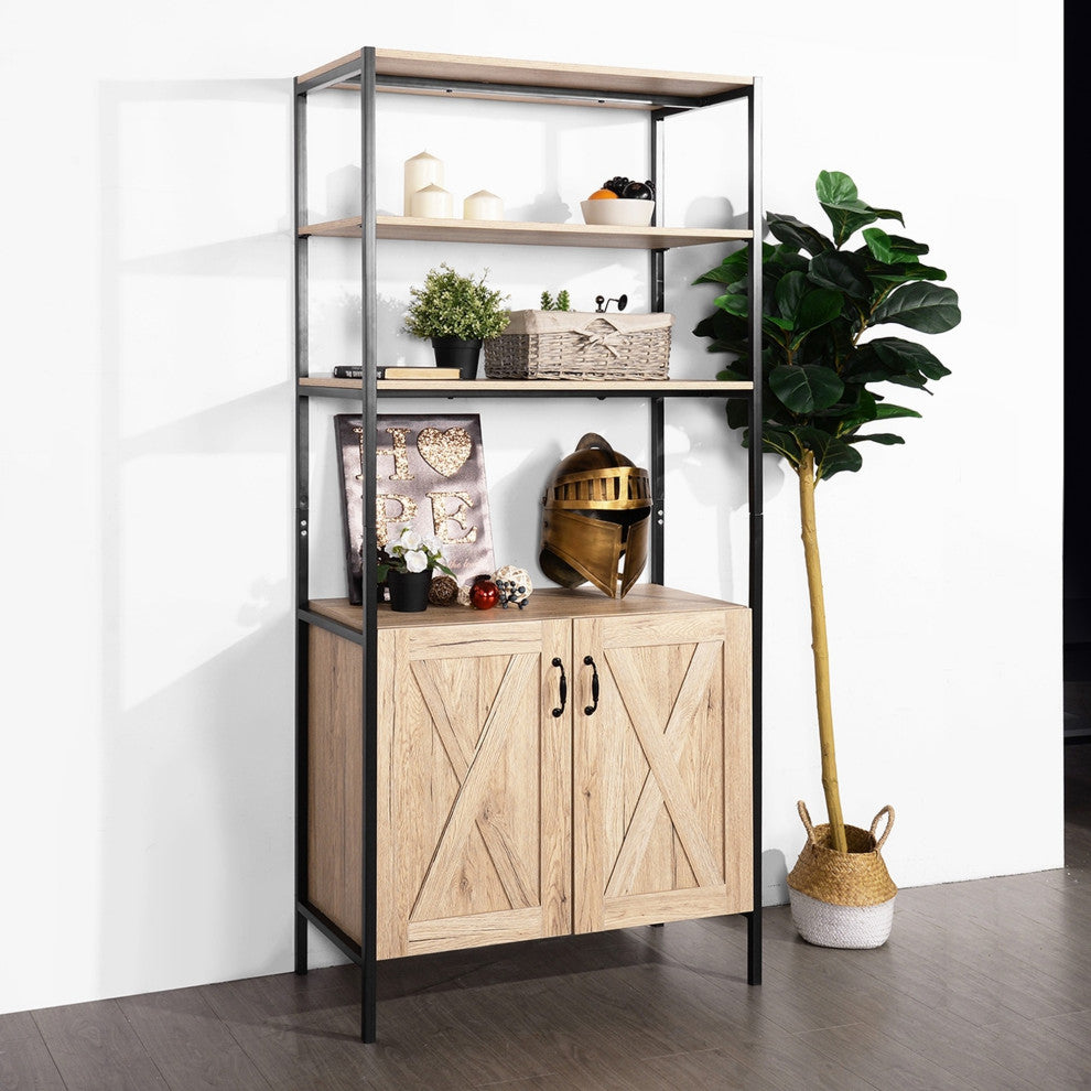 Wood Double Door Accent Cabinet with Shelf, Oak, 31'' X 16''