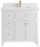 Sonoma 36 Center Sink Reeded Bath Vanity in White 2" Calacatta Laza