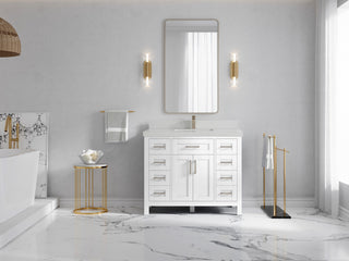 Cambridge 42 Single Sink Bath Vanity in White 2" Carrara Quartz