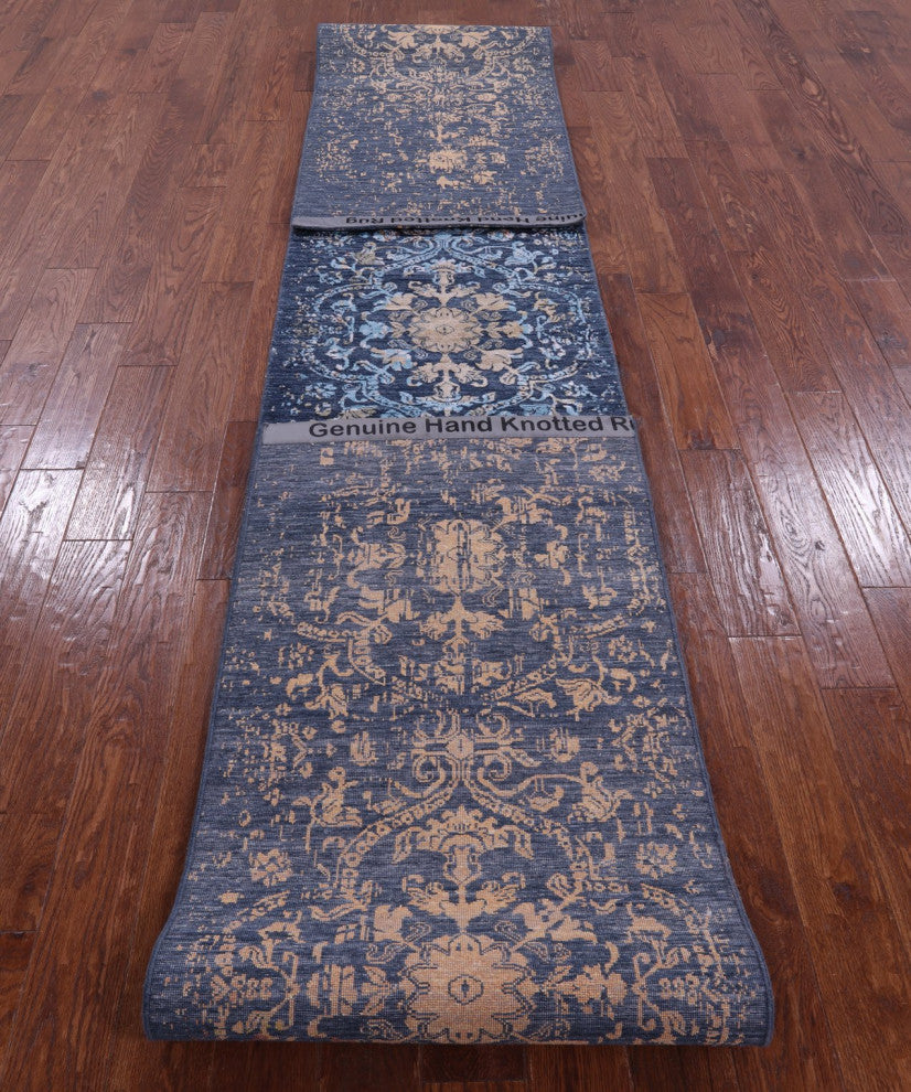 Runner Modern Wool and Silk Handmade Rug 2' 5" X 18' 0" Q9241