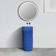 Round Floor Standing Bathroom Sink in Transparent Blue