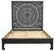 Milano Floral Carved Solid Wood Queen Panel Bed, Black, Queen