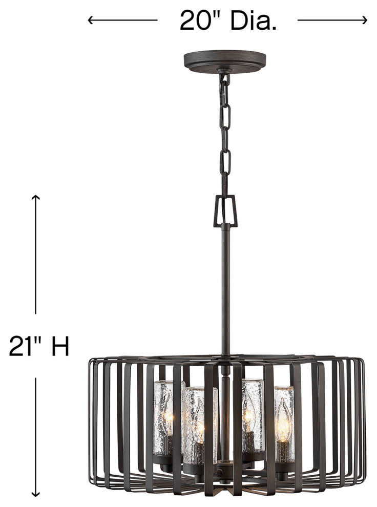 Hinkley Lighting 29504 Reid 120v 4 Light 20"W Open Air Outdoor - Brushed