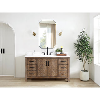 Javier Bath Vanity, Composite Stone Top, Antique Gray, 60", Single Vanity, No Mirror