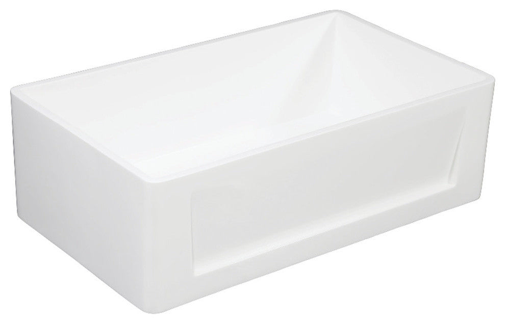 Solid Surface White Stone Front Farmhouse Single Bowl Kitchen Sink, Matte White
