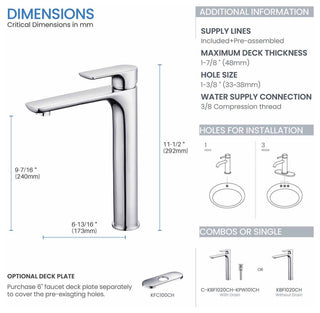 Tender-T Single Handle Bathroom Vessel Sink Faucet, Chrome