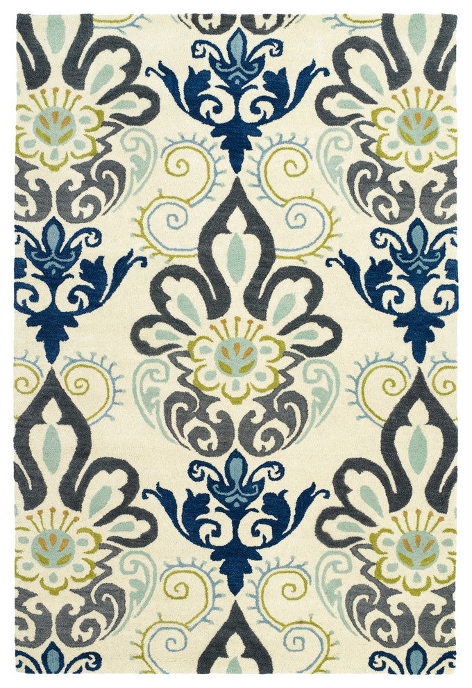 Kaleen Hand-Tufted Global Inspiration Wool Rug, Blue, 2''6"x8''