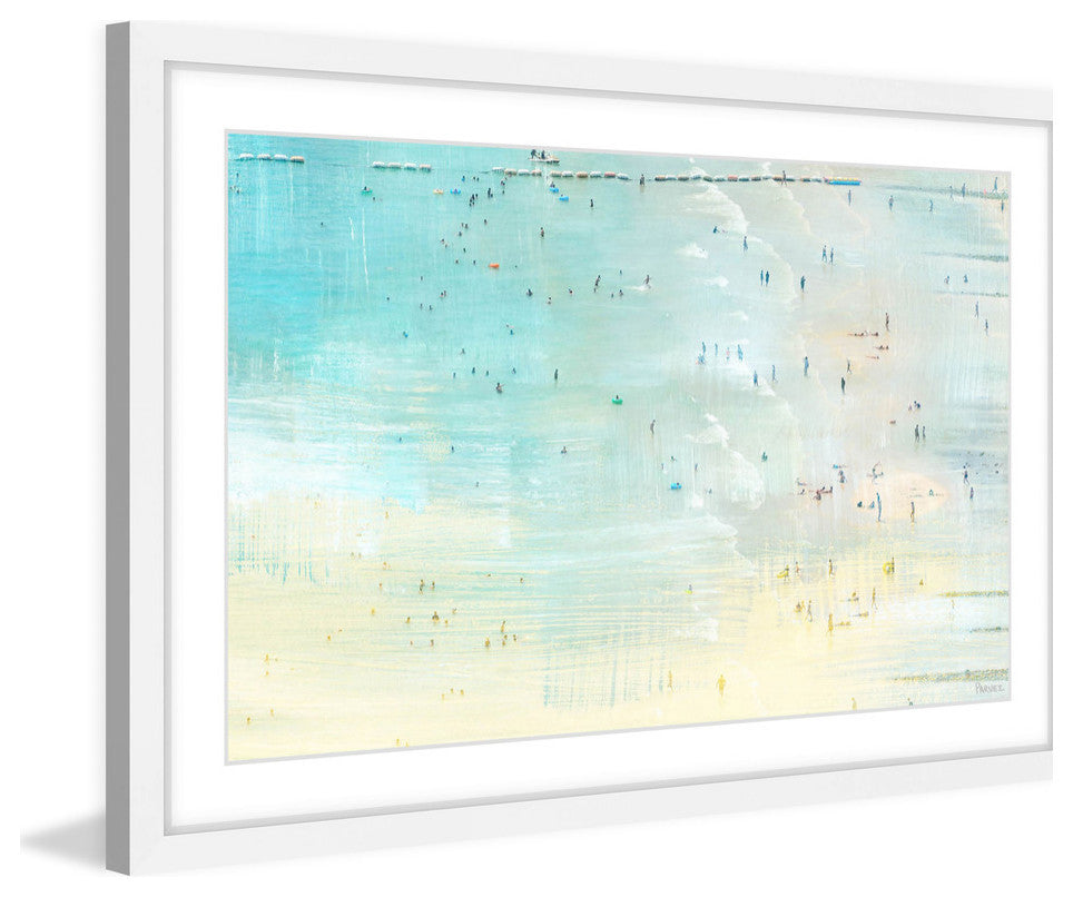 "Distand Beachgoers" Framed Painting Print, 36"x24"