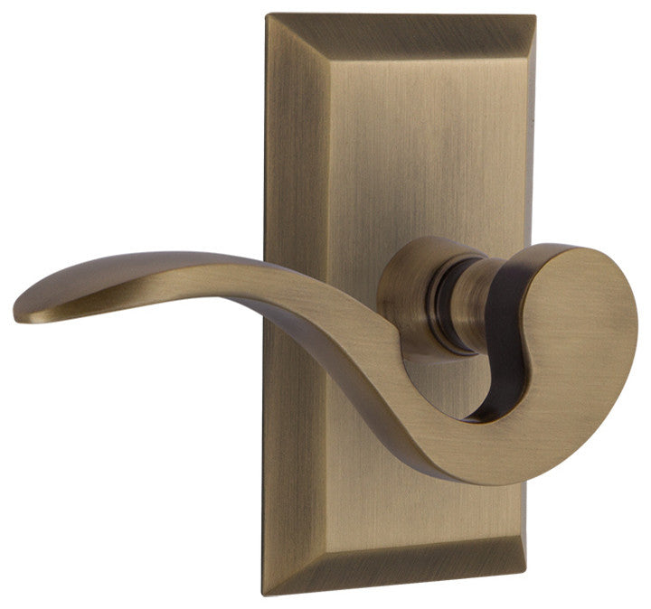 Studio Plate With Manor Lever, Antique Brass, Passage, Right-Handed